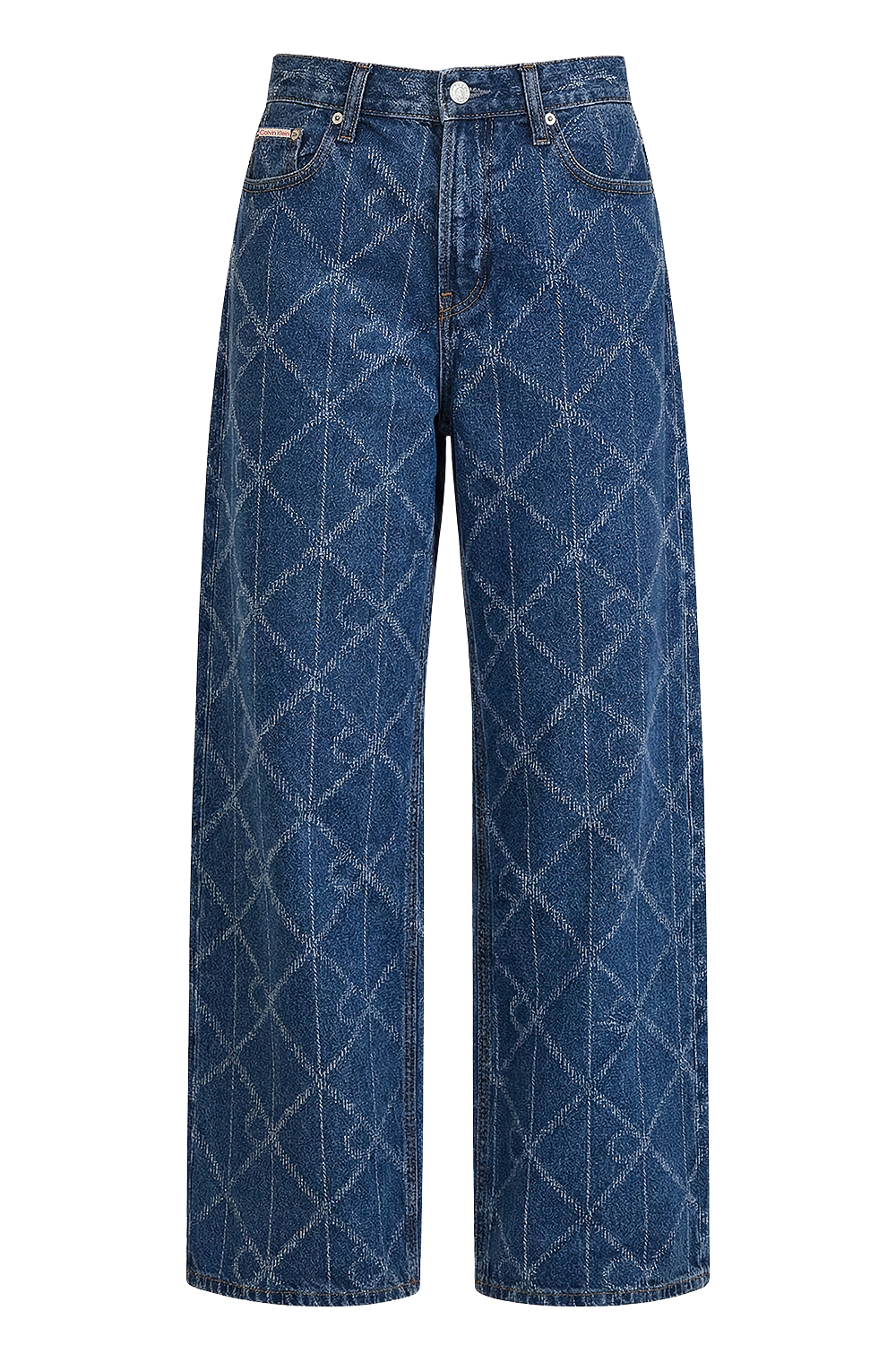 תמונה קידמית של מכנסי ג'ינס בגזרה משוחררת