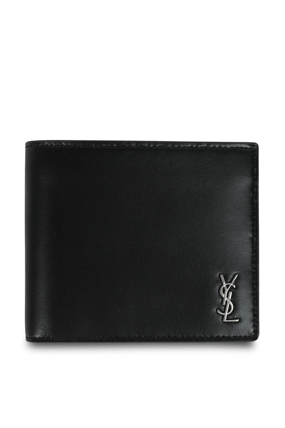 תמונה קידמית של ארנק מעור חלק בגוון שחור