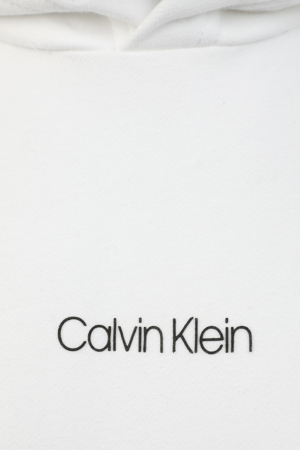 תמונה אחורית של סווטשירט קפוצ'ון עם לוגו מרכזי בגוון לבן