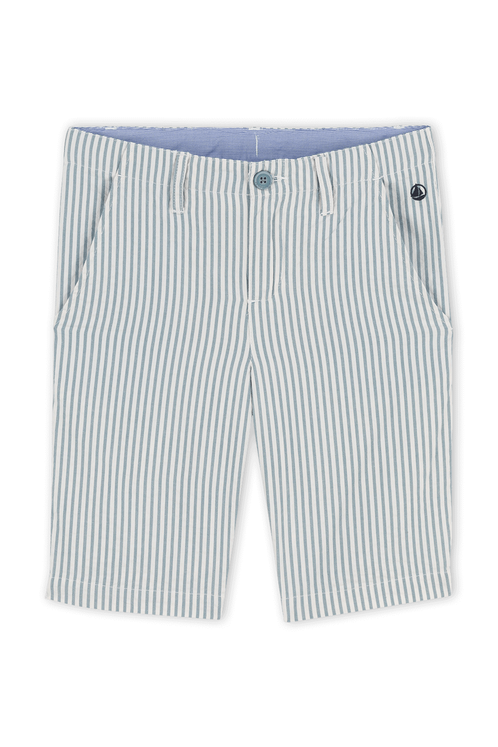 גילאי 2-5 מכנסי ברמודה פסים בגוון כחול PETIT BATEAU