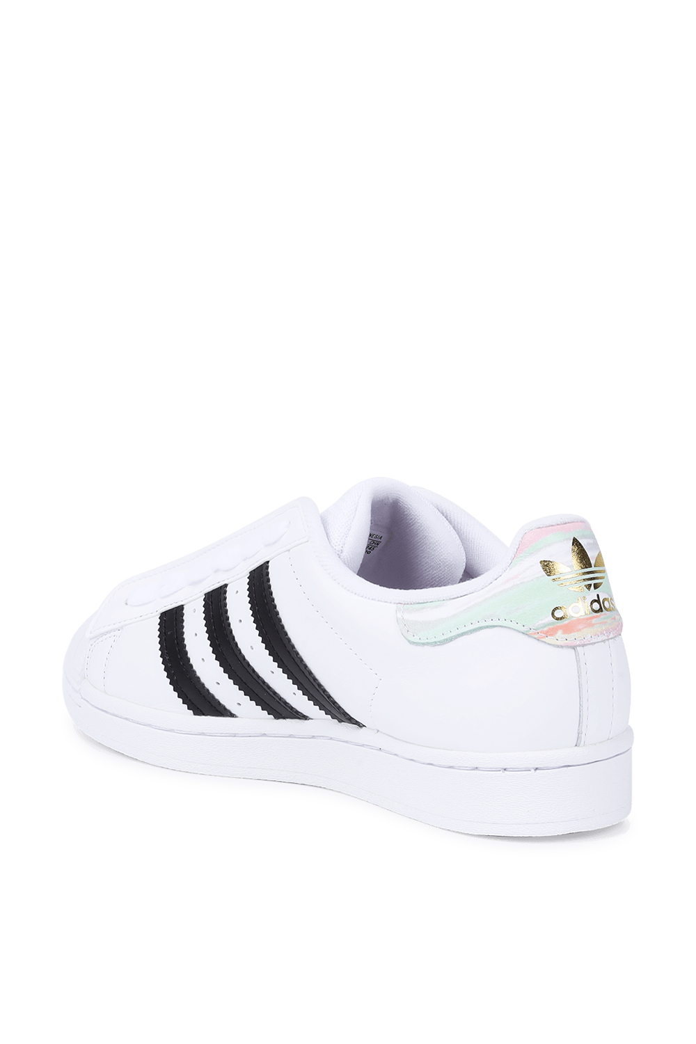 תמונה אחורית של Superstar Bold Shoes in White and Frozen Green