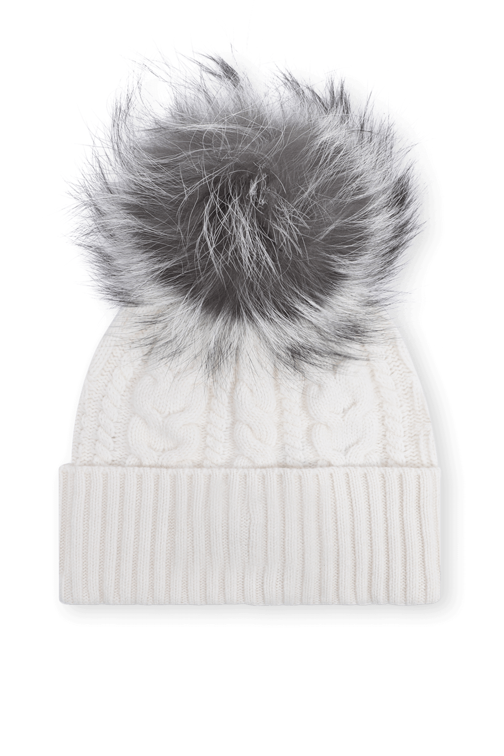 תמונה אחורית של כובע צמר עם פונפון פרוותי