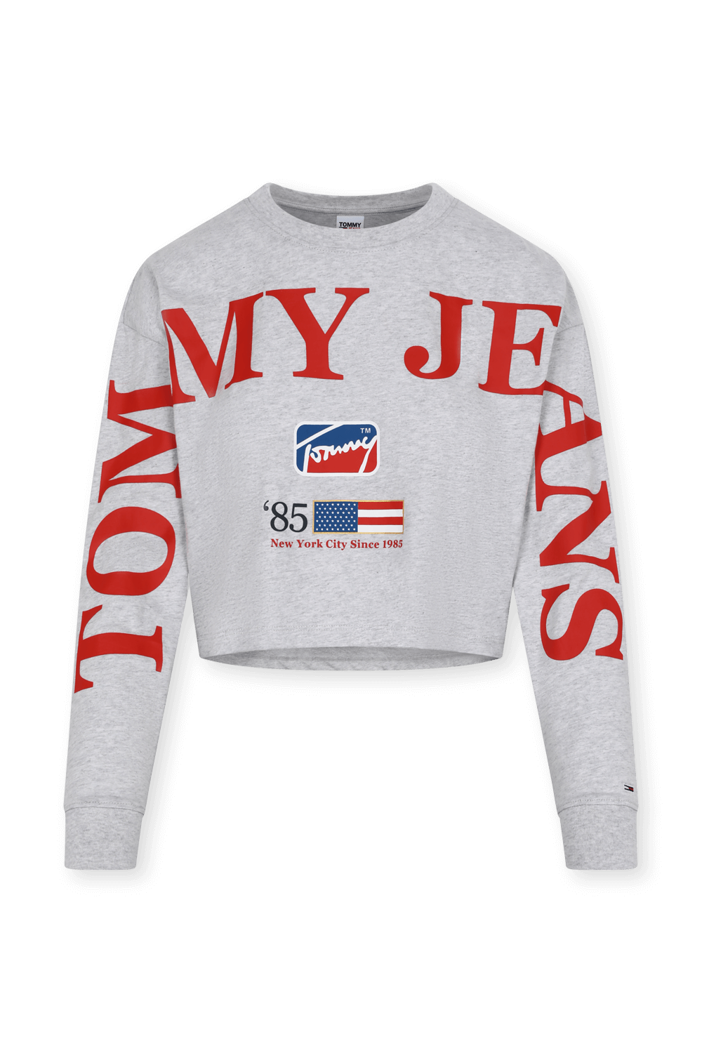 תמונה קידמית של חולצת קרופ טי גרפית מכותנת ג'רזי