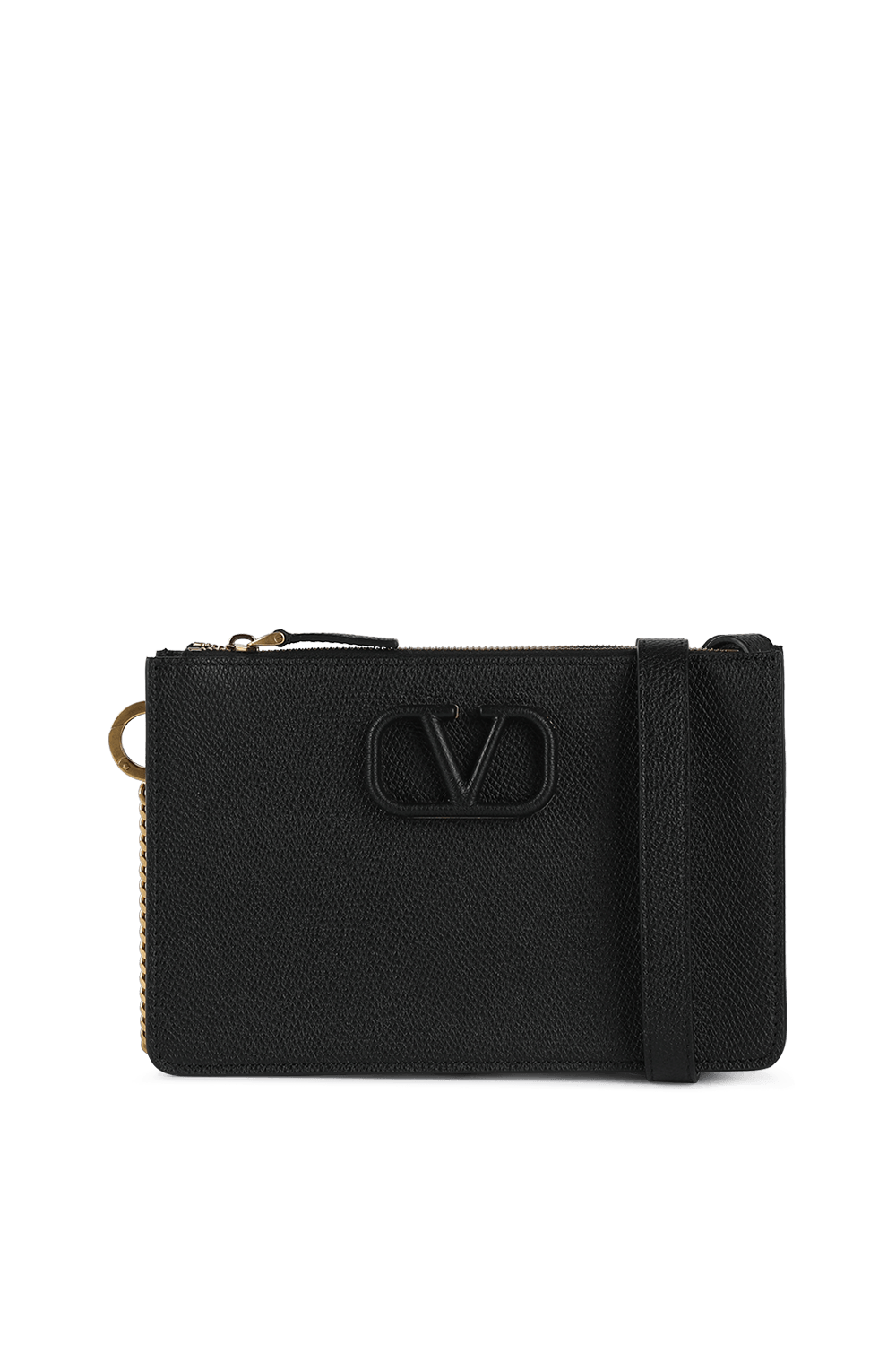 תמונה קידמית של V Logo Small Shoulder Bag in Black