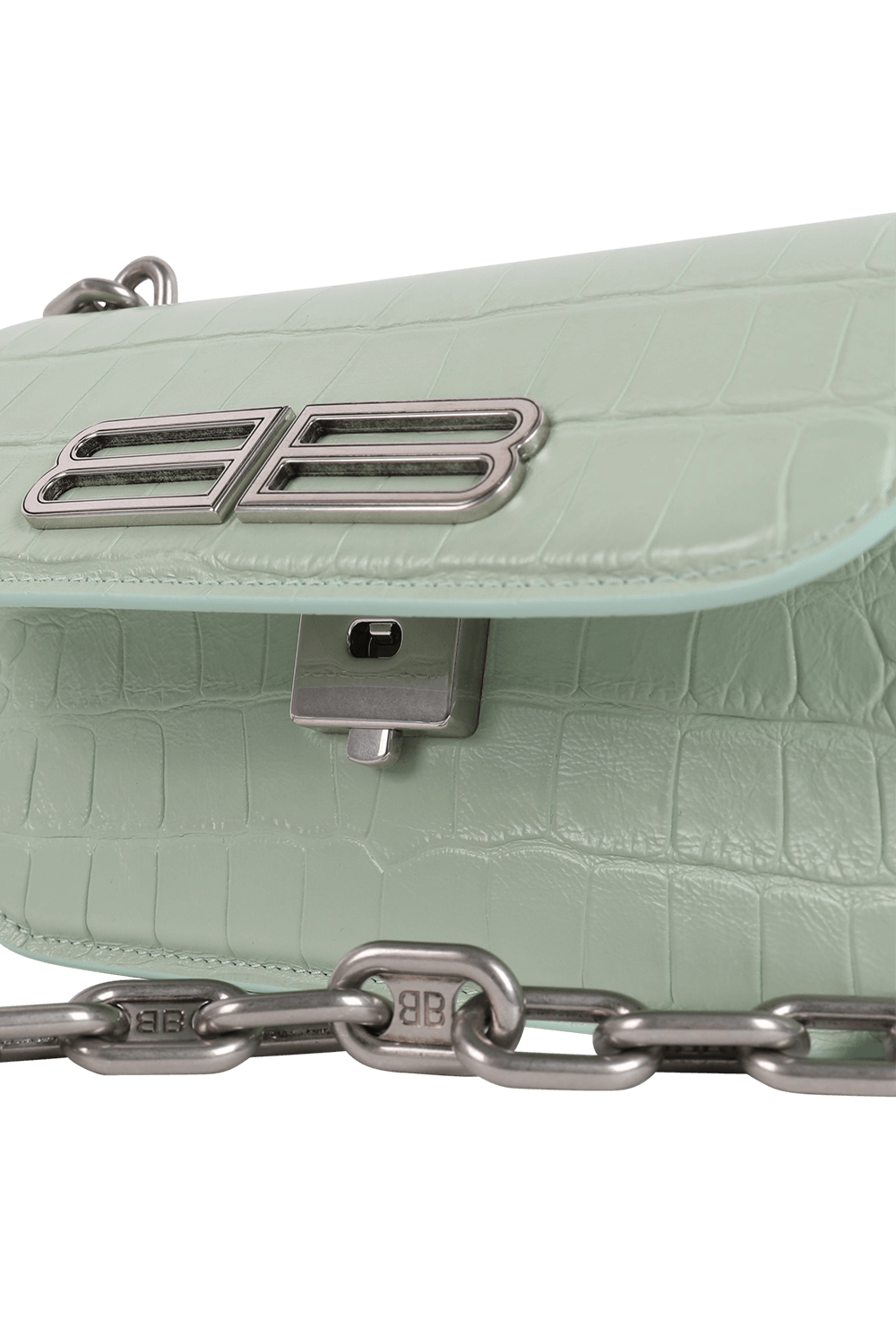 תמונת תקריב של תיק כתף גוסיפ בטקסטורה בגוון ירוק