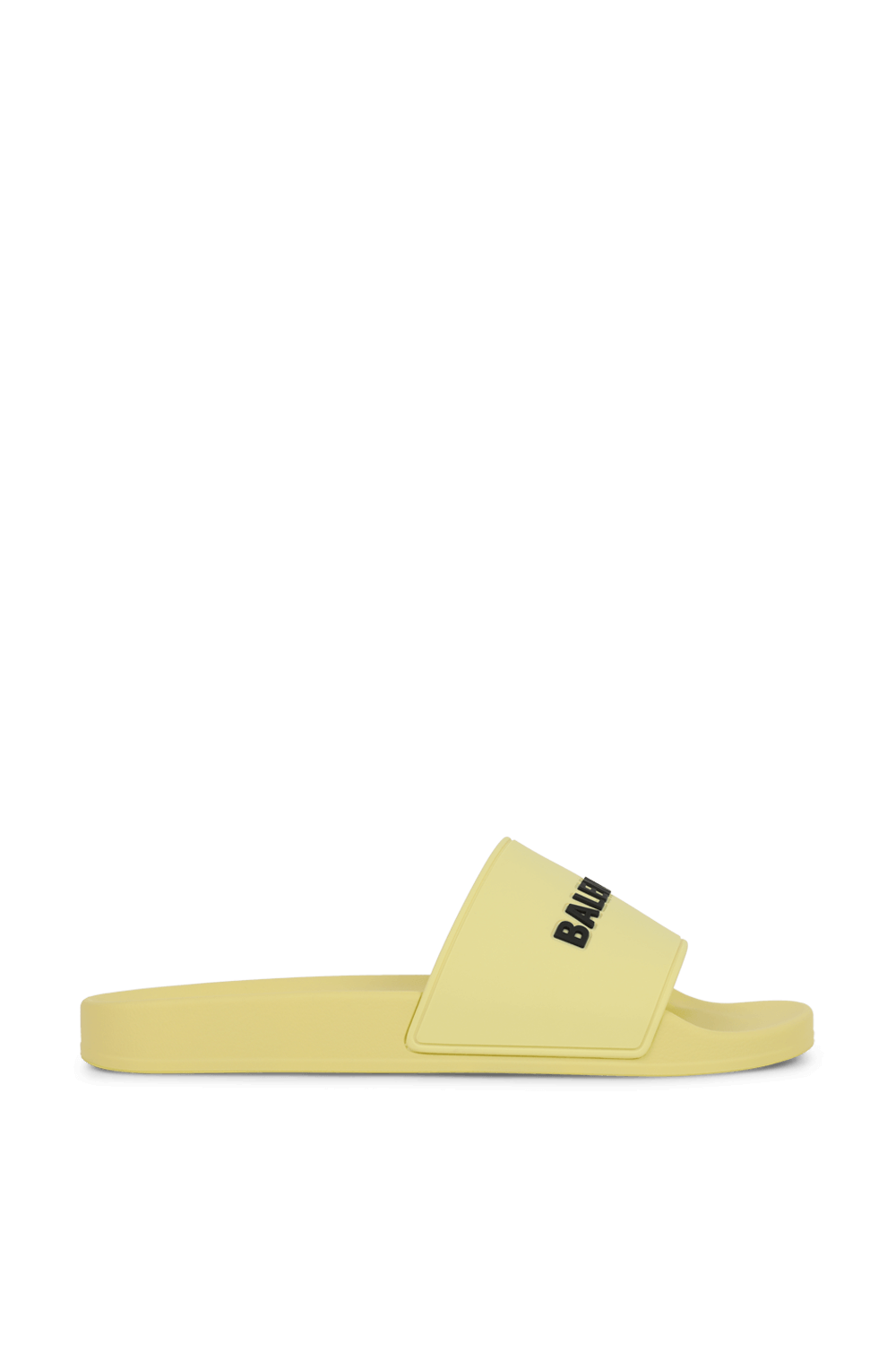 תמונה קידמית של כפכפי סליידס צהובים עם לוגו שחור