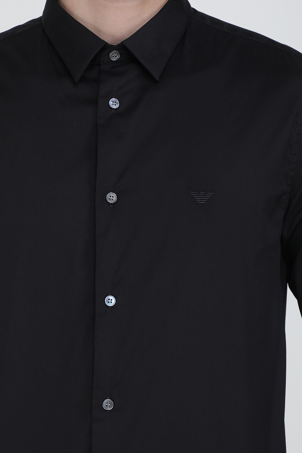חולצת סלים עם כפתורים בגוון שחור EMPORIO ARMANI