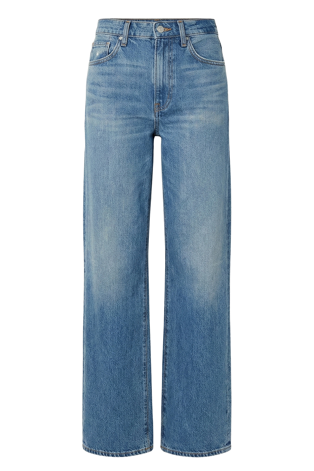 תמונה אחורית של מכנסי ג'ינס אוברסייז בגזרה ישרה