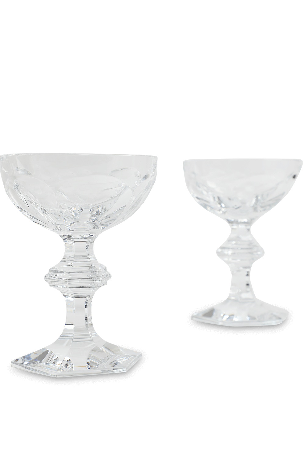 תמונה אחורית של סט שתי כוסות קוקטייל מקריסטל שקוף