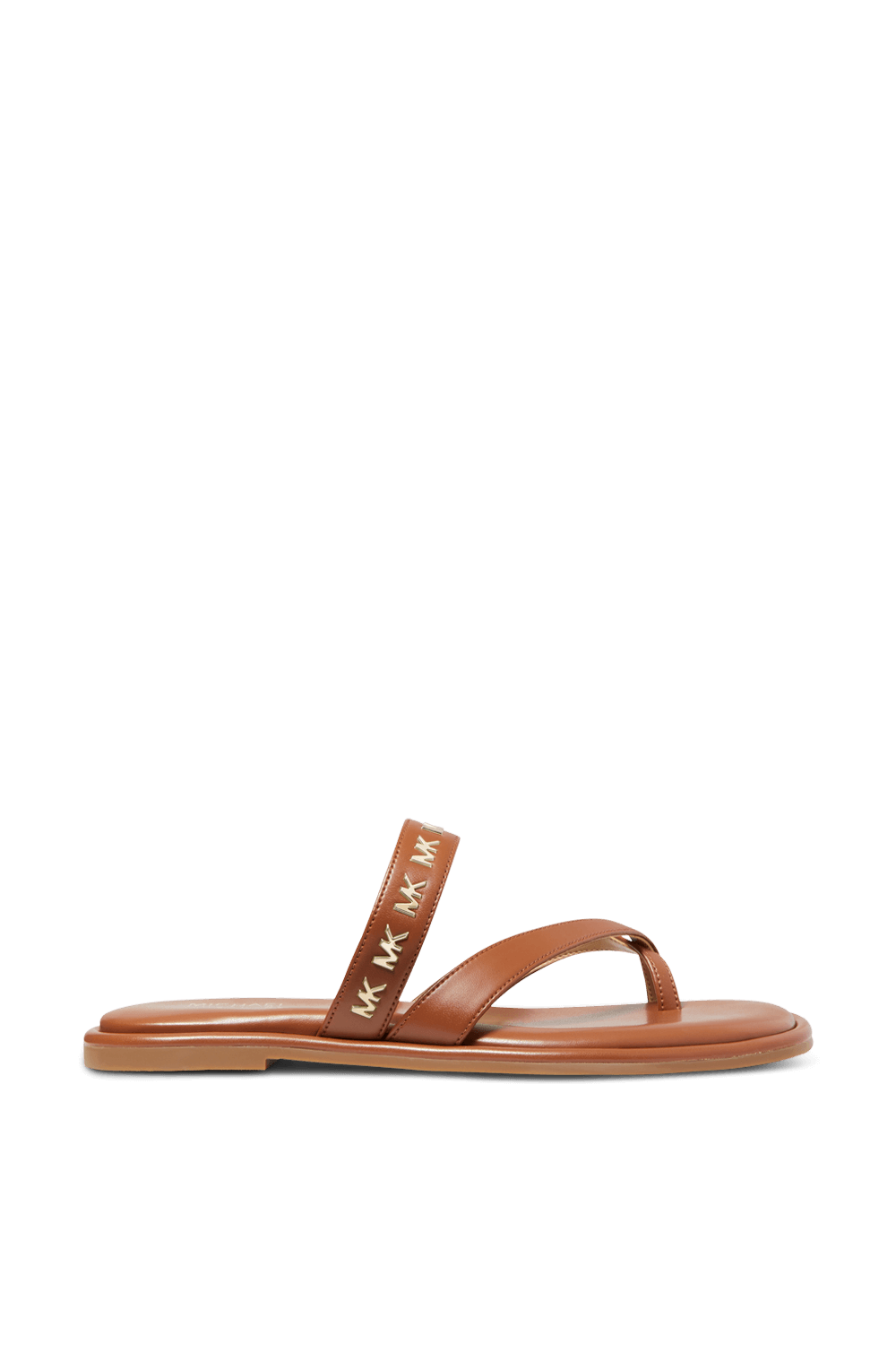 תמונה קידמית של כפכפי אצבע עם רצועה מונוגרמית