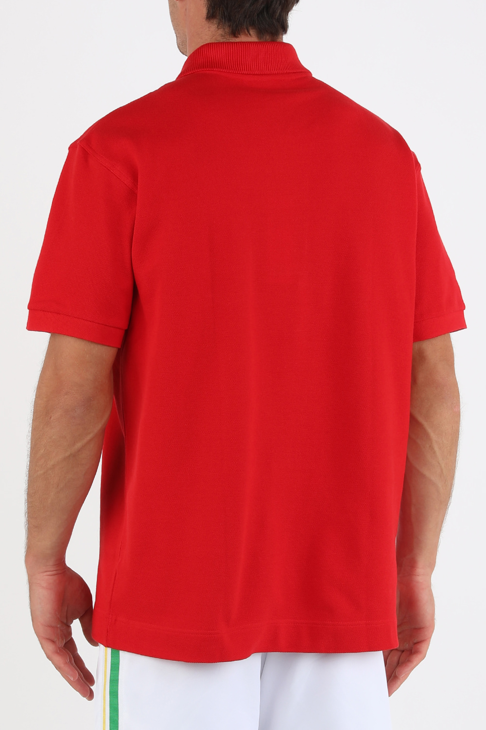 חולצה פולו מכותנה עם לוגו רקום בגוון אדום LACOSTE