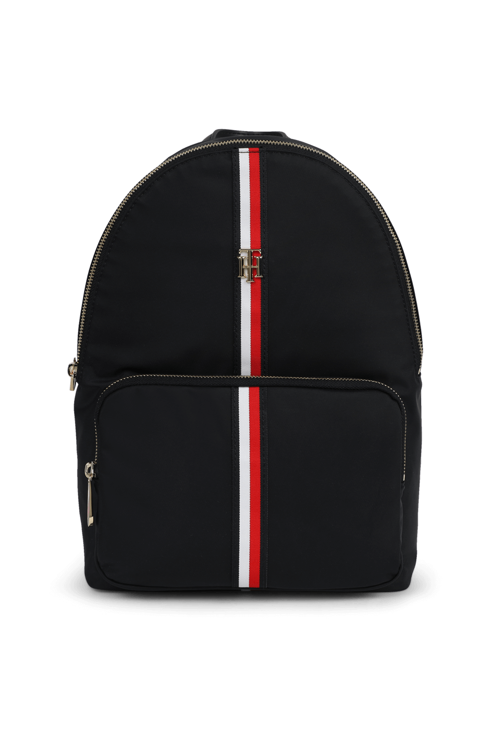 תמונה קידמית של תיג גב כחול עם פרינט פסים ממותג