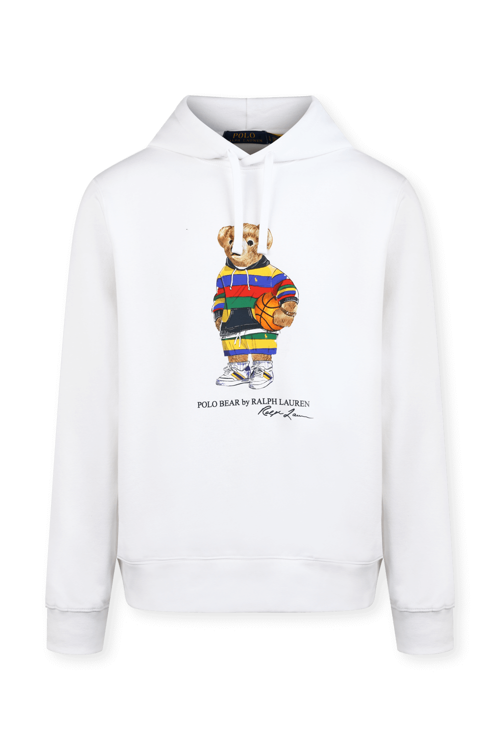 תמונה קידמית של סווטשירט קפוצ'ון עם הדפס פולו בר