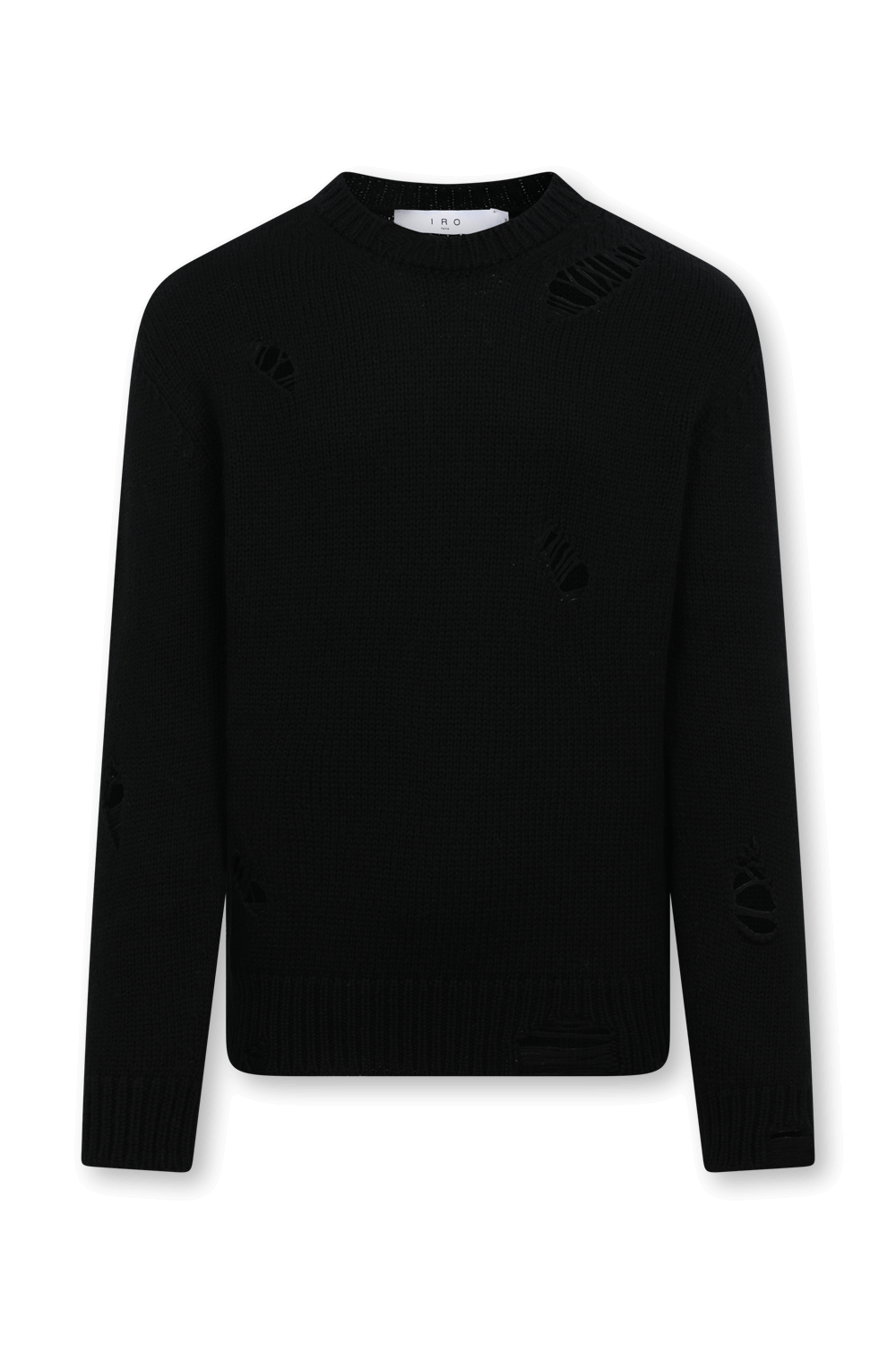 תמונה קידמית של סוודר עם קרעים מכותנה וצמר