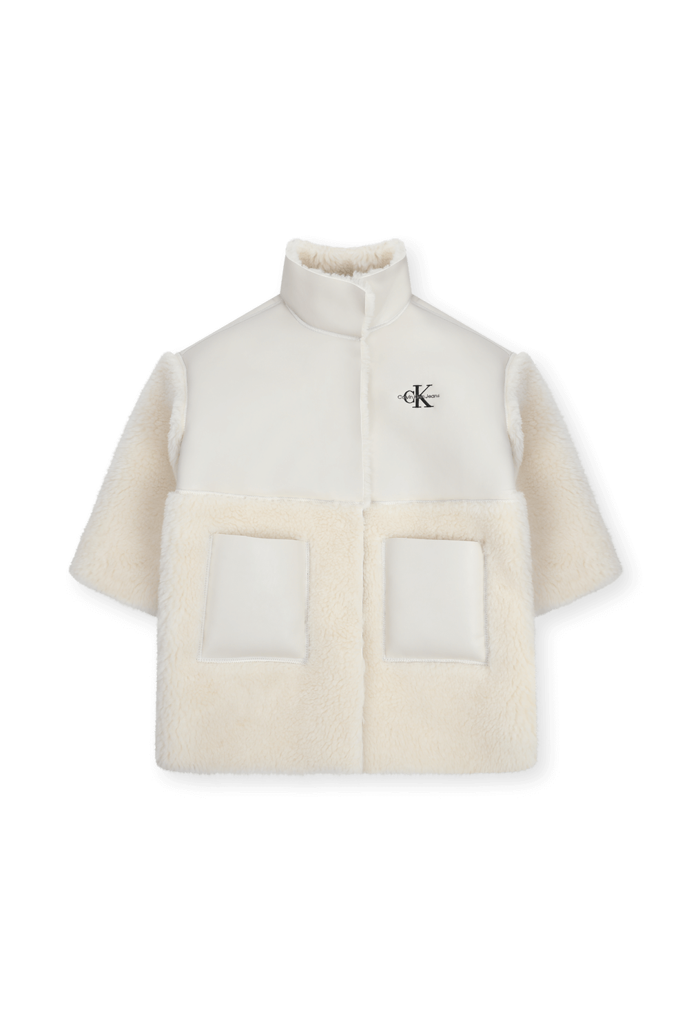 תמונה קידמית של גילאי 8-16 מעיל דובון דמוי עור