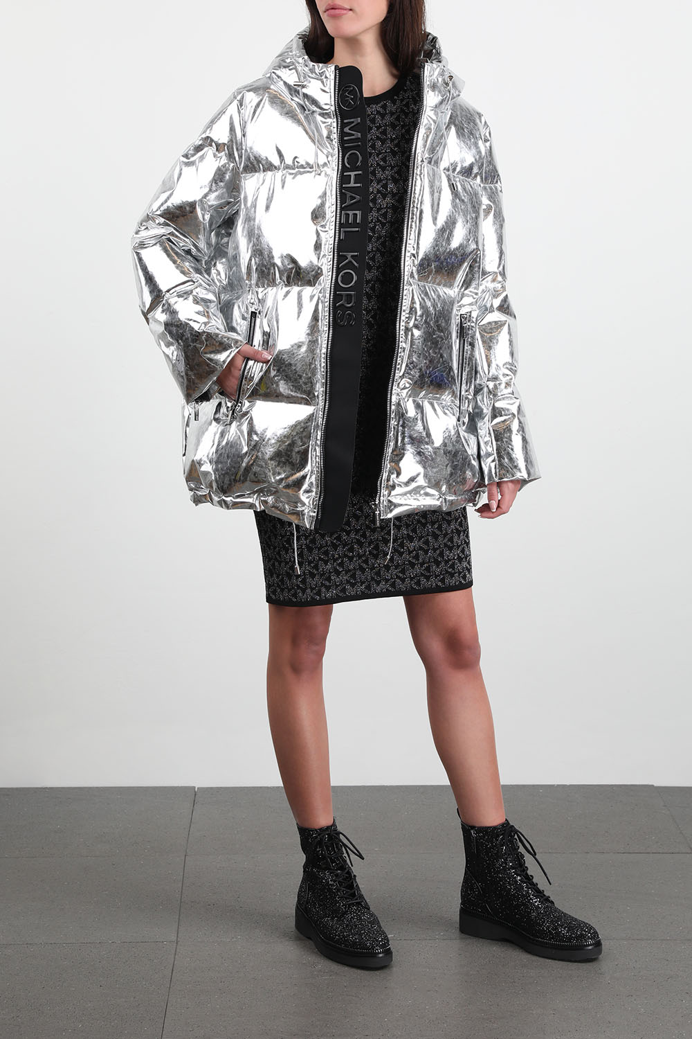 silver quilted jacket