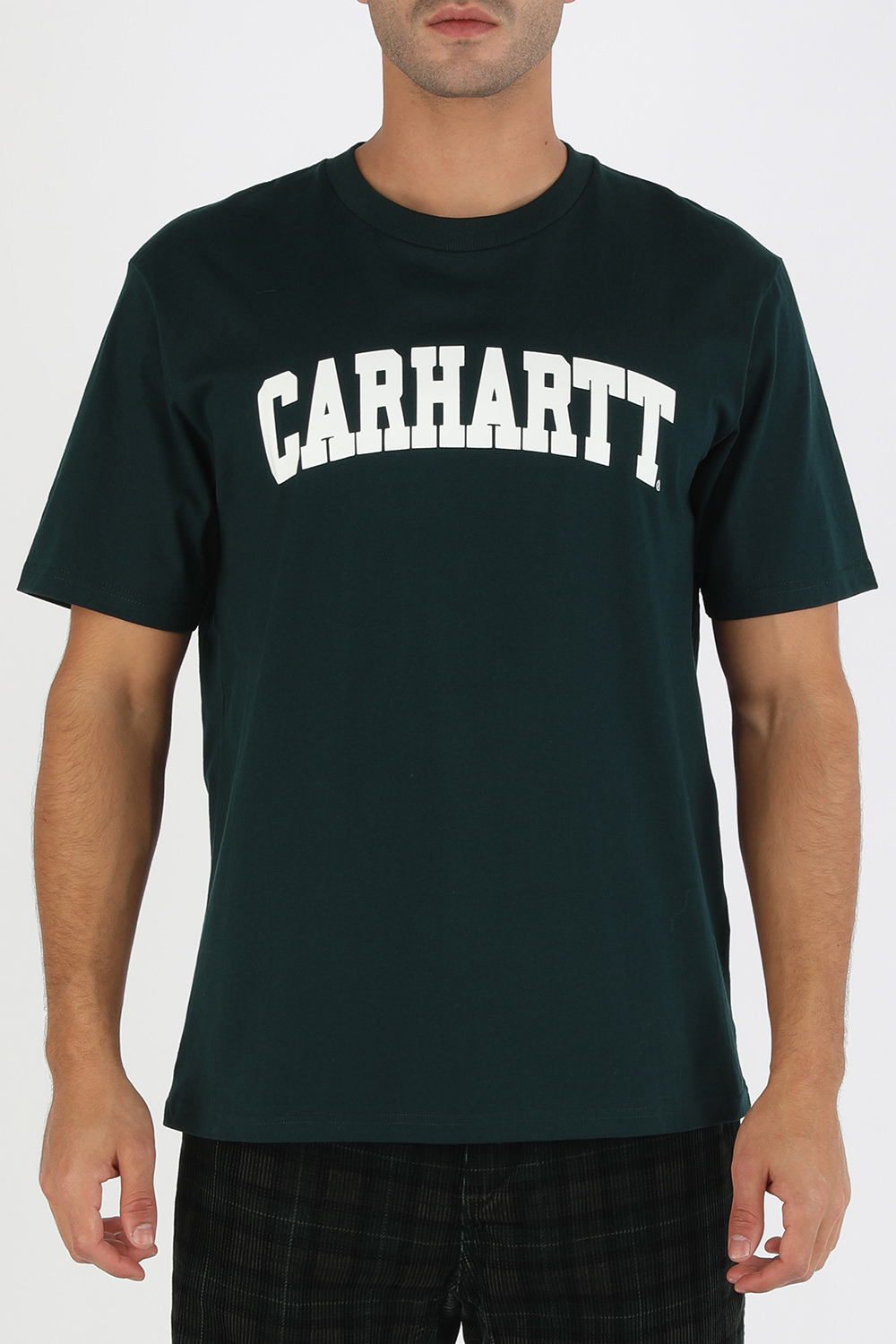 תמונת דוגמן קידמית של חולצת טי עם לוגו בצבע ירוק כהה