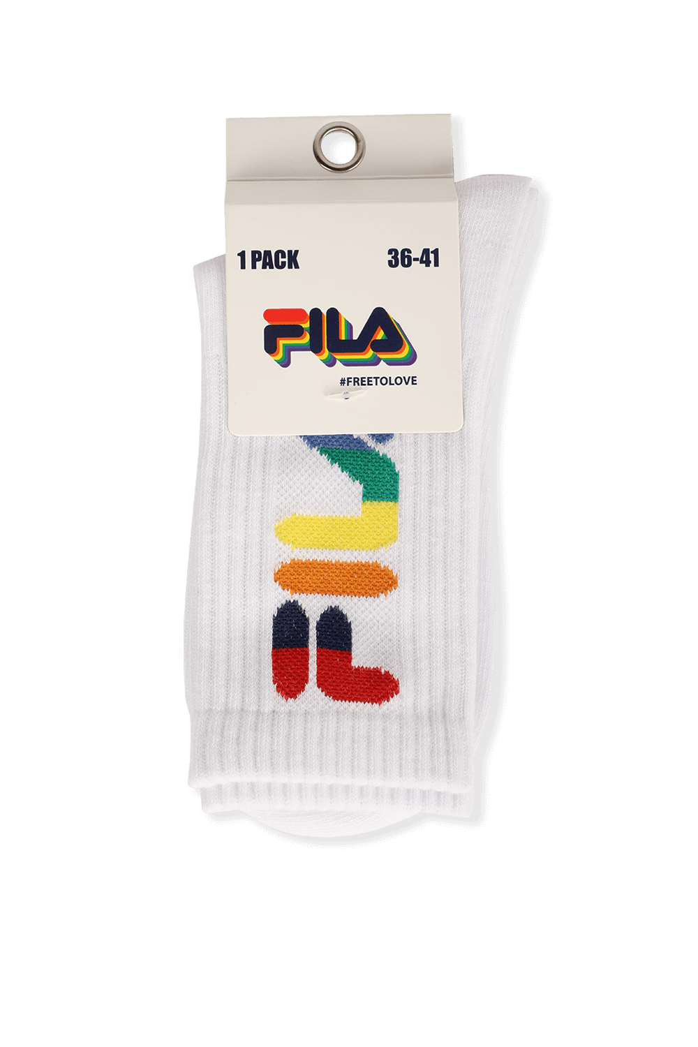 Fila Pride Multicolor Logo Socks in White FILA