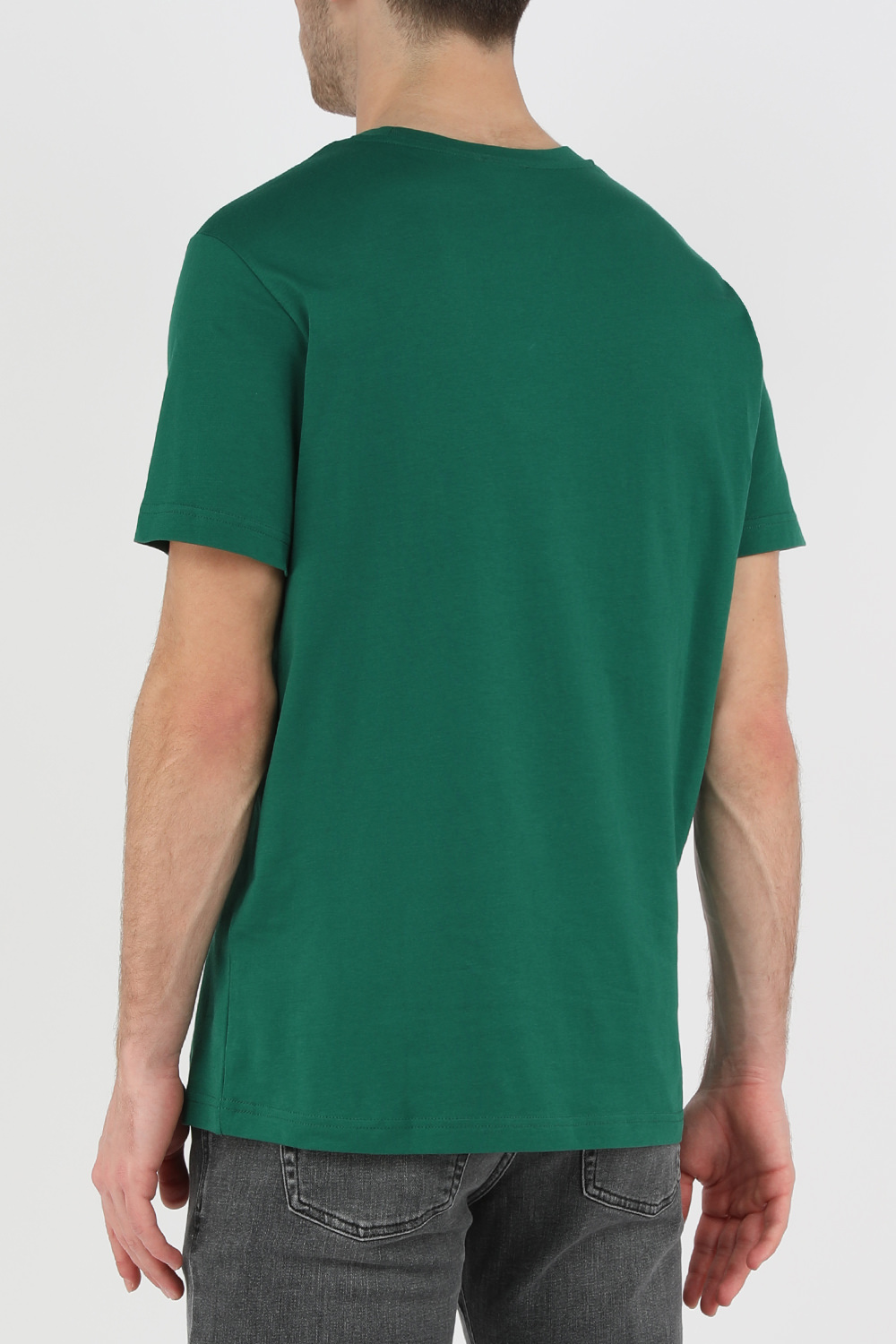 חולצת טי מכותנה בגוון ירוק עם פאצ' לוגו בחזית DIESEL