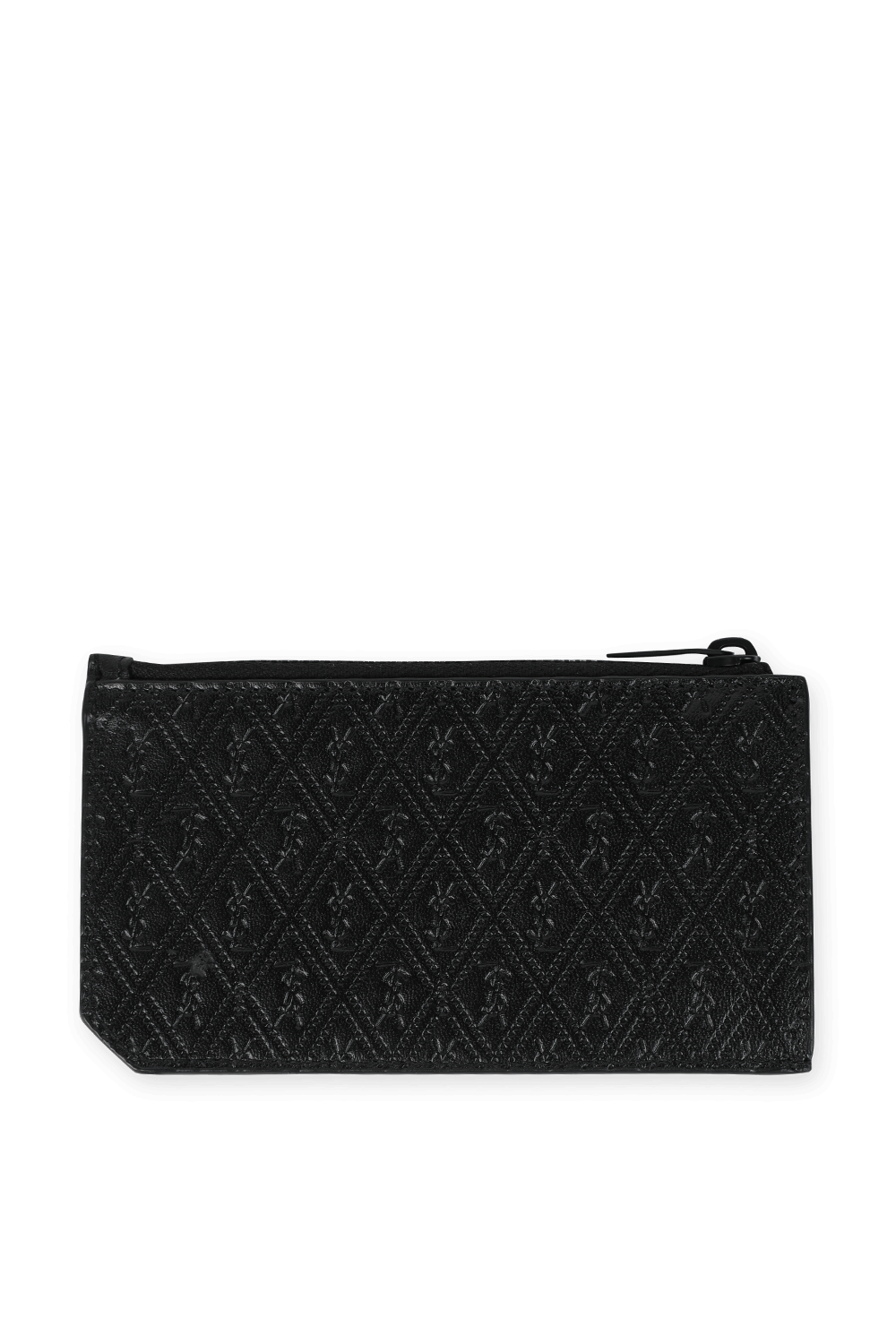 תמונה אחורית של Zipped Card Case in Black  Leather