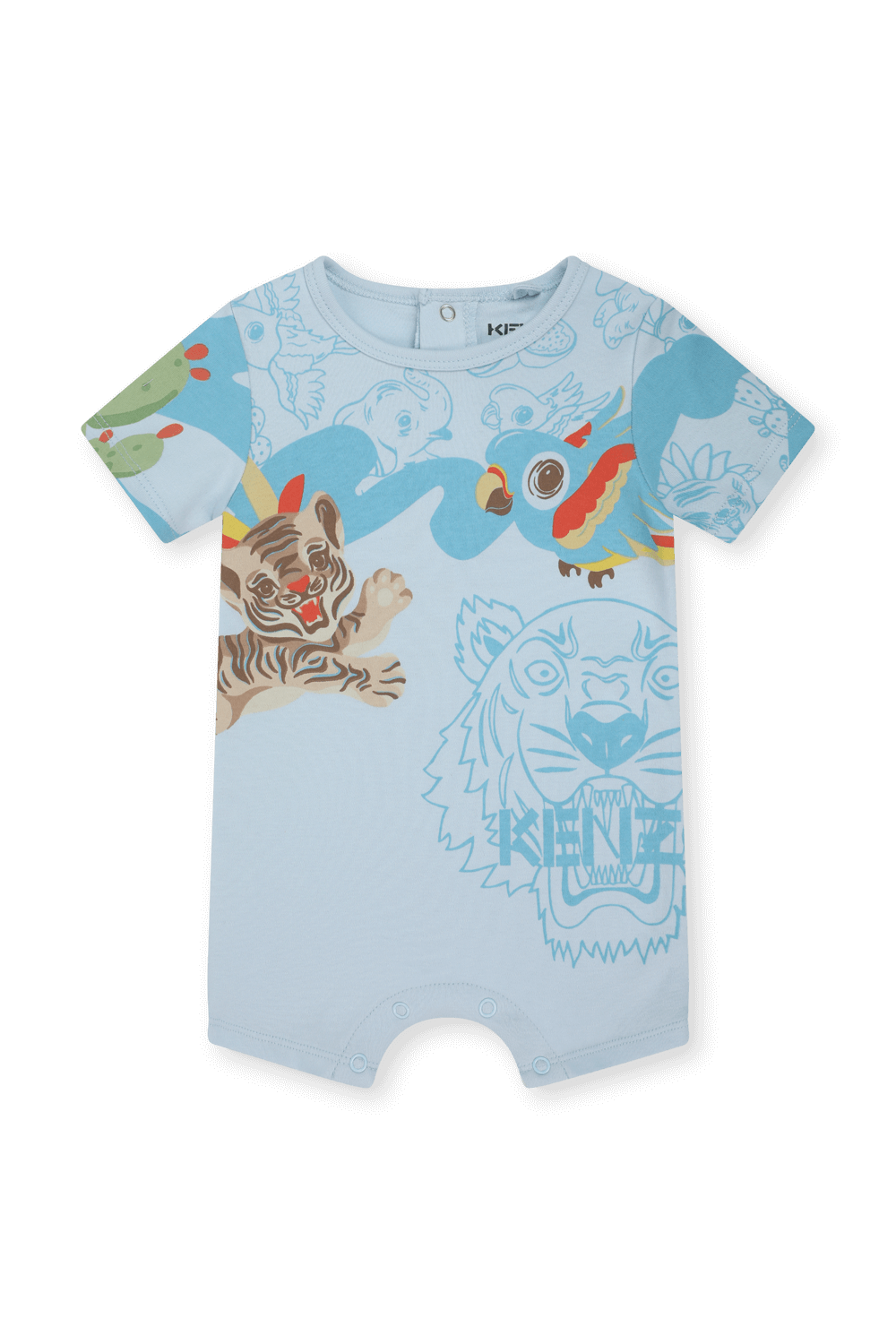 תמונה קידמית של גילאי 1-12 חודשים אוברול חיות קצר בגוון תכלת