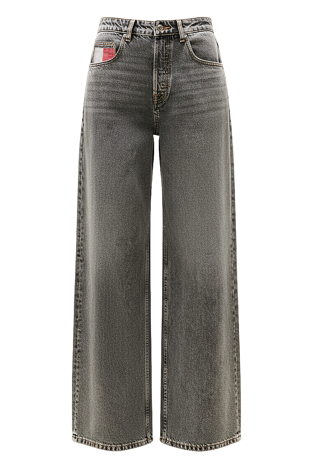 תמונה קידמית של מכנסי ג'ינס בגזרה רחבה