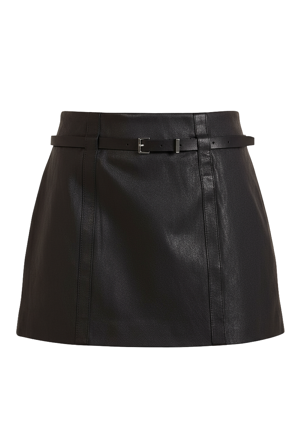 תמונה קידמית של חצאית מיני מעור