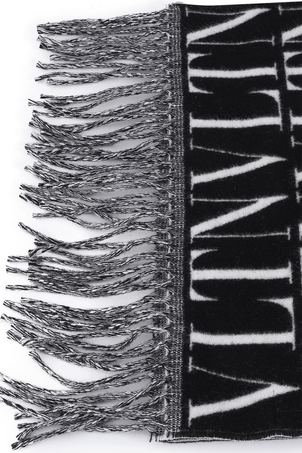 צעיף לוגומאני מצמר בגווני שחור ולבן VALENTINO GARAVANI