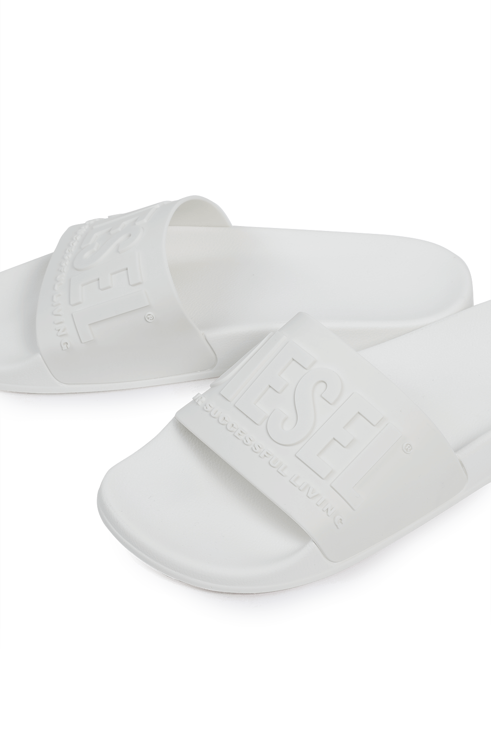 Mayemi Logo Slide Sandals in White DIESEL
