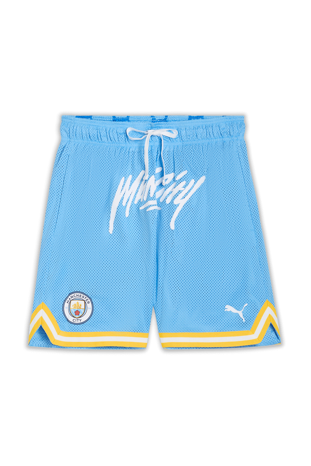 תמונה קידמית של מכנסי כדורסל פומה הוופס × מנצ’סטר סיטי