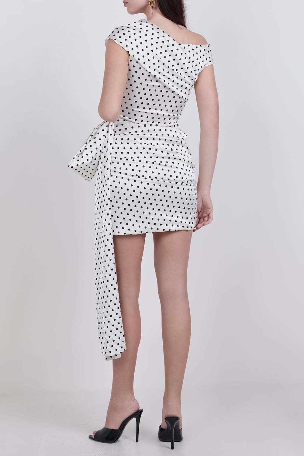 תמונת דוגמן אחורית של שמלת מיני נקודות