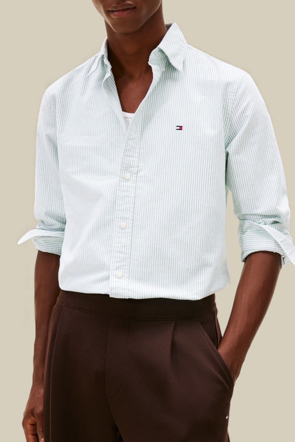 תמונת דוגמן קידמית של חולצת כפתורים אוקספורד