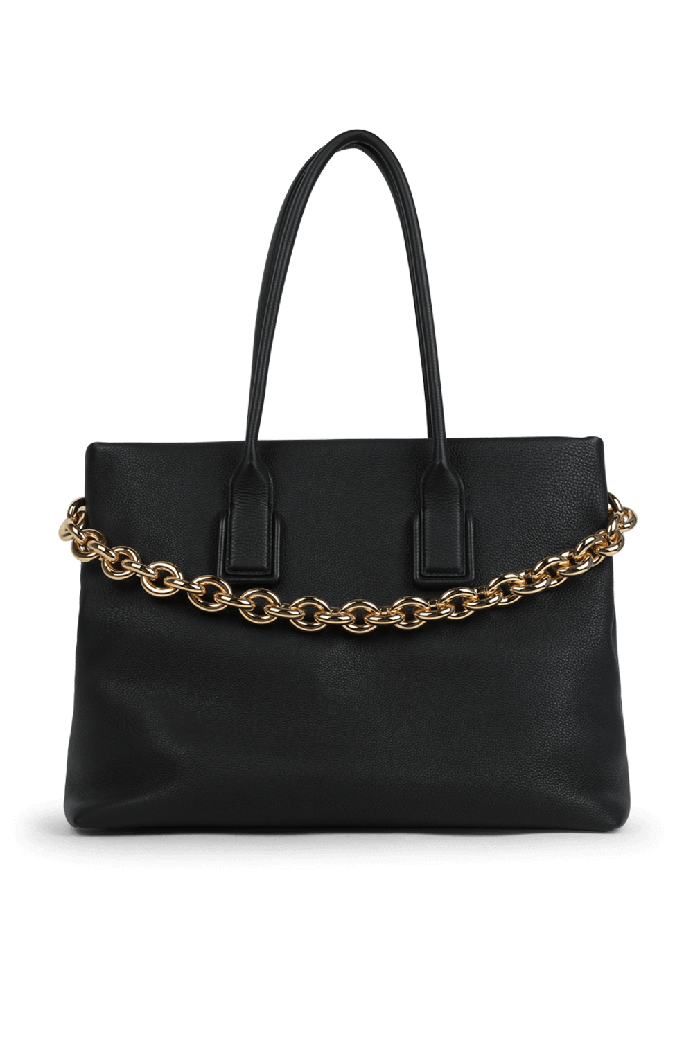 תמונה קידמית של תיק סיינט ג'רמייו שחור עם שרשרת זהובה