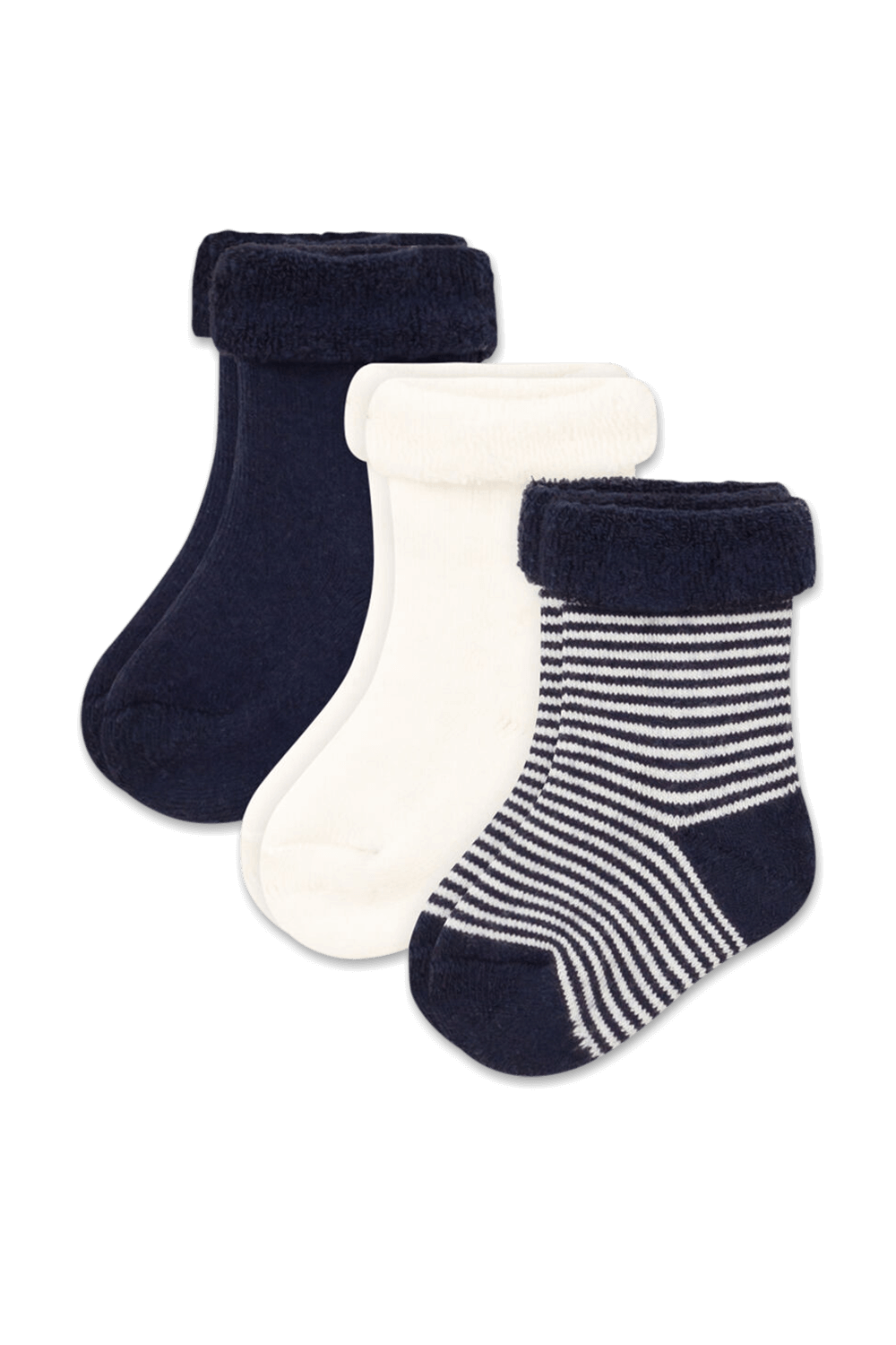 תמונה קידמית של שלושה זוגות גרביים - גילאי 3-12 חודשים