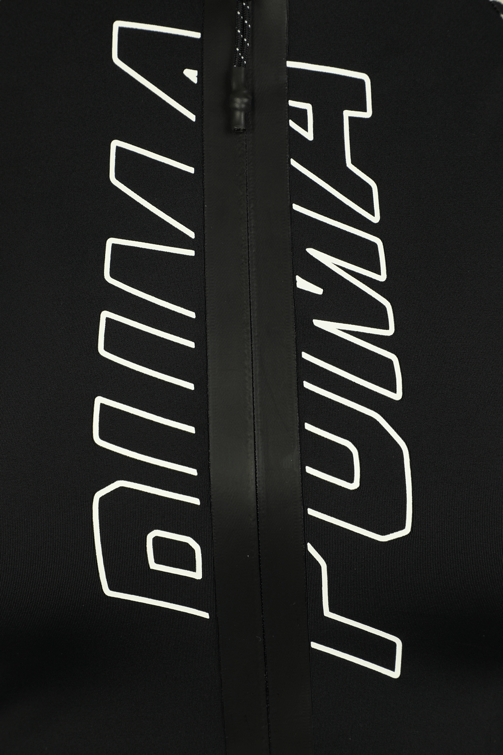 תמונה אחורית של Zebbra Long Sleeve Swimwear Top in Black