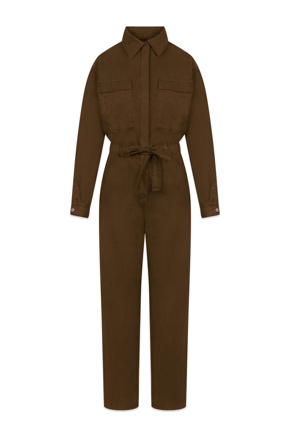 תמונה קידמית של אוברול ירוק עם חגורה אלסטית