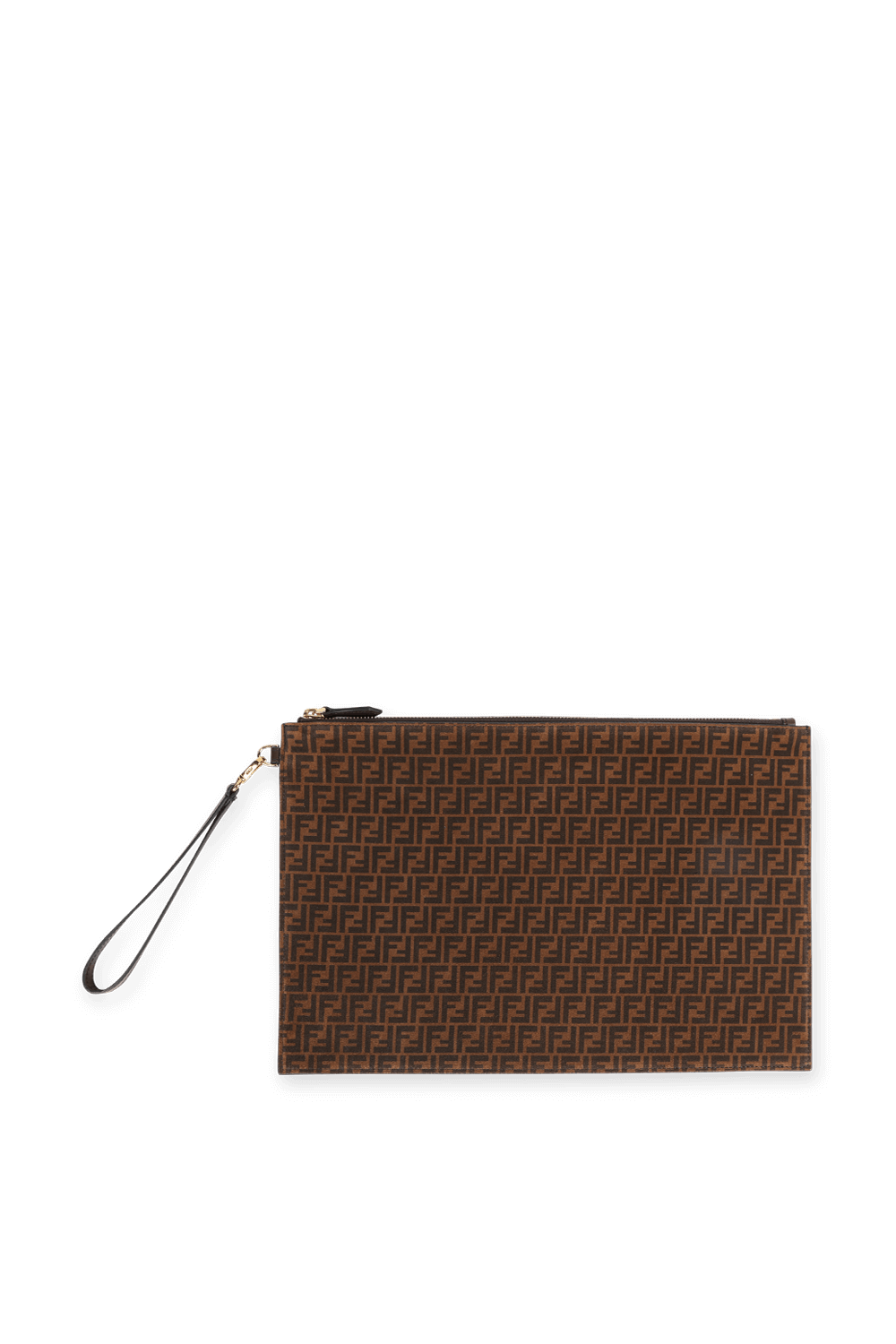 תמונה אחורית של Suede Clutch Bag in Brown