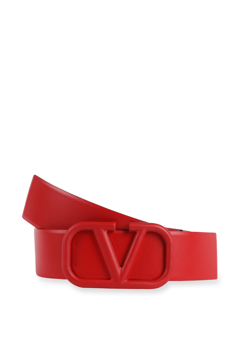 חגורת עור אדומה עם אבזם טונאלי VALENTINO GARAVANI