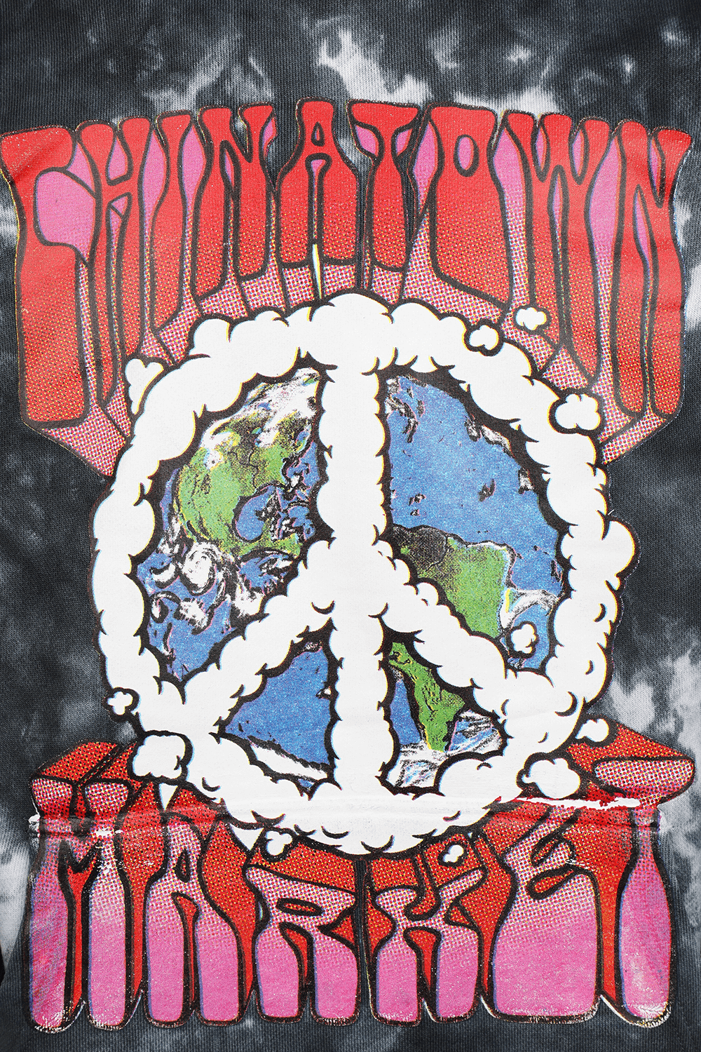 תמונה אחורית של Peace On Earth Clouds Hoodie in Tie Dye 