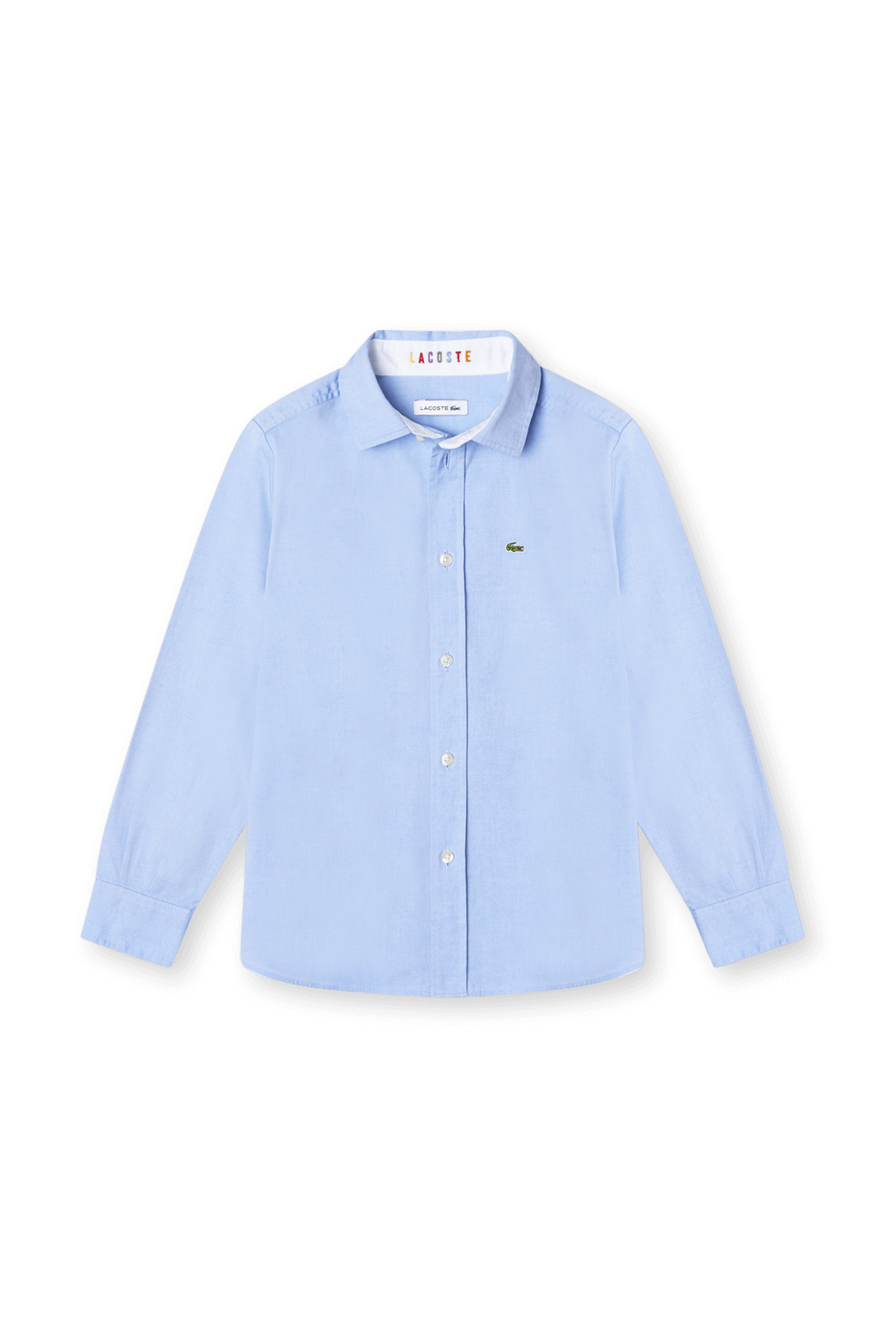 גילאי 5-12 חולצת כפתורים כחולה ארוכה LACOSTE