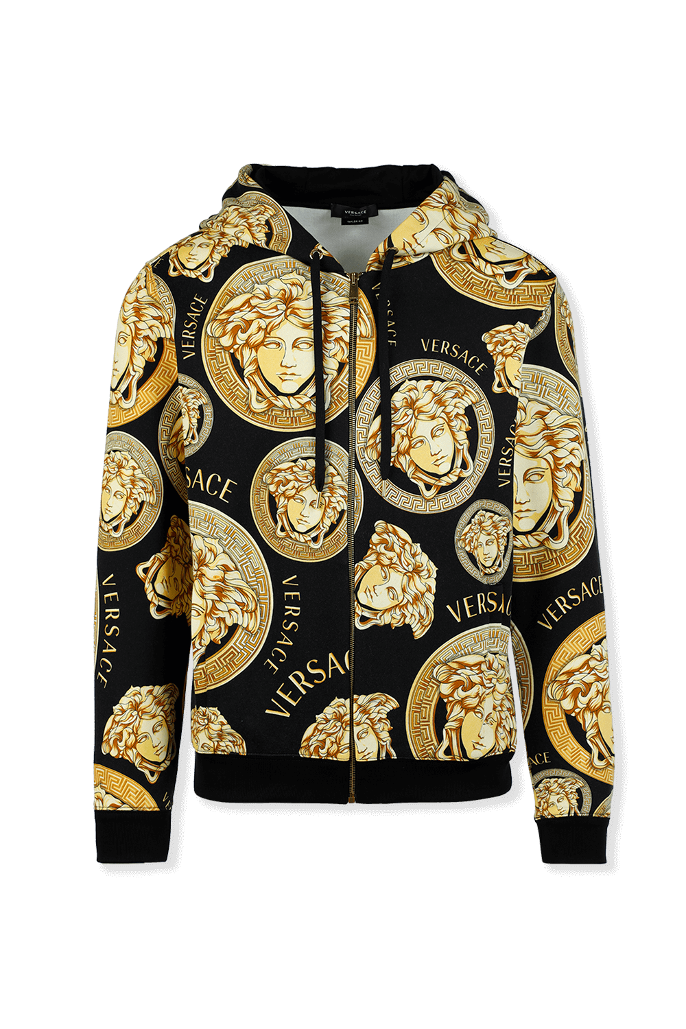 תמונה קידמית של All-Over Medusa Printe Hoodie in Black