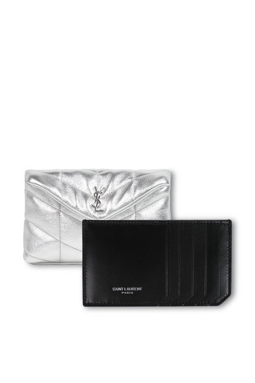 תמונה אחורית של תיק פאוץ' פאפר בצבע כסף