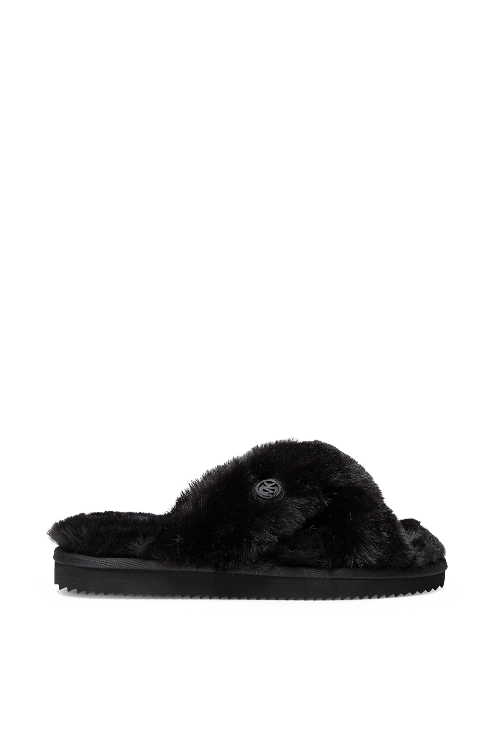 תמונה קידמית של Lala Faux Fur Slide Sandal in Black