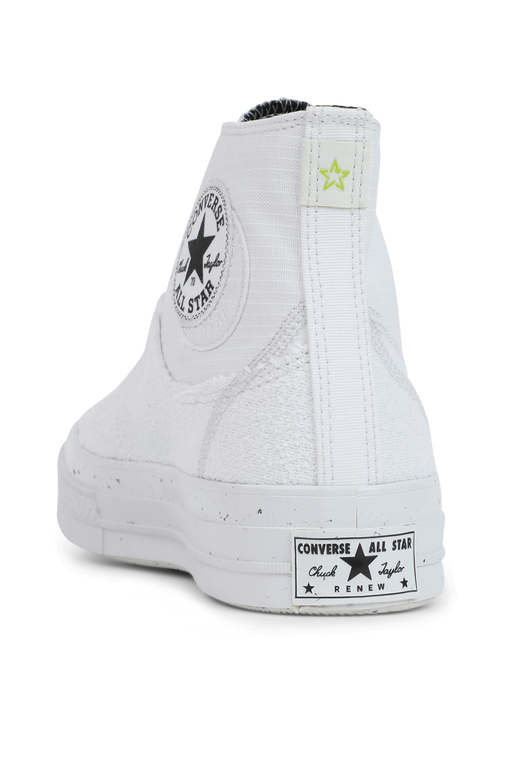 תמונה אחורית של נעלי צ'אק 70 לבנות עם זריקת צבע