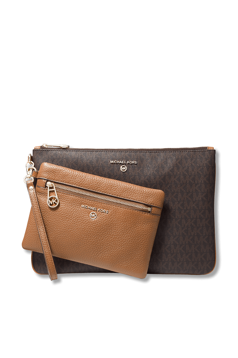 Slater Large Logo Brown and Leather 2-in-1 Wristlet MICHAEL KORS