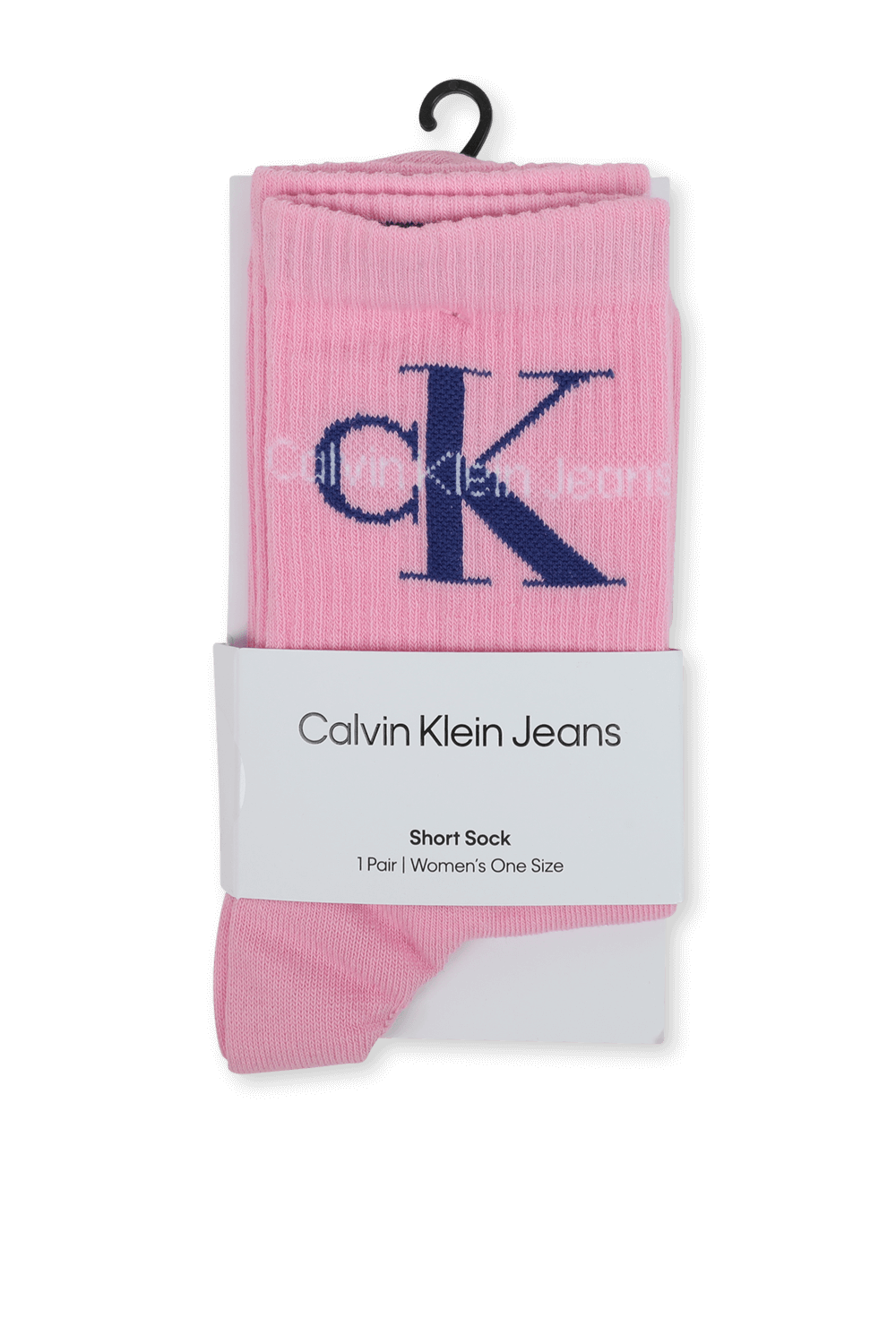 גרביים באורך קרסול ובסריגת ריב עם לוגו בגוון ורוד CALVIN KLEIN