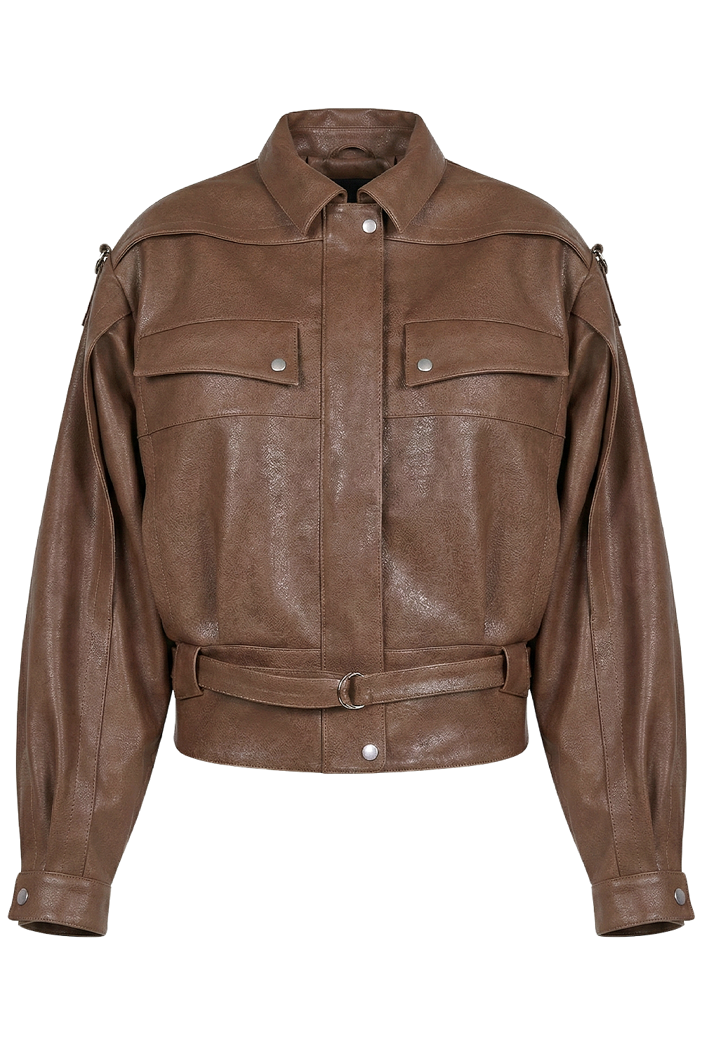 תמונה קידמית של ז'קט עור אוברסייז