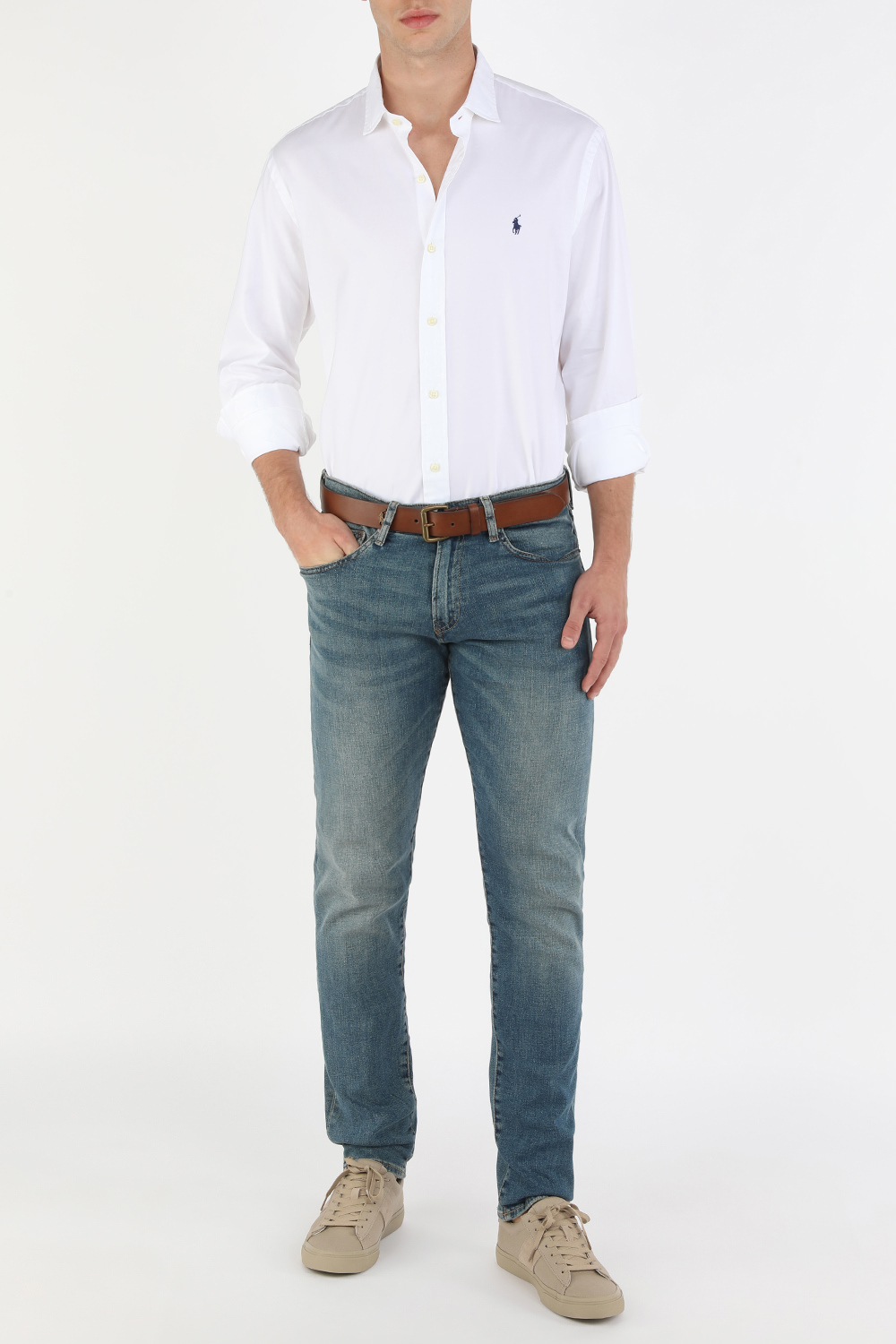 תמונת דוגמן קידמית של Polo Player Leather Belt in Brown