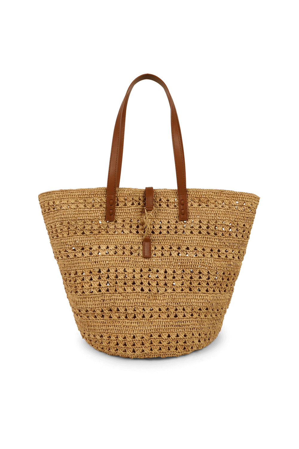 תמונה קידמית של תיק נשיאה מקש עם רצועות עור חומות