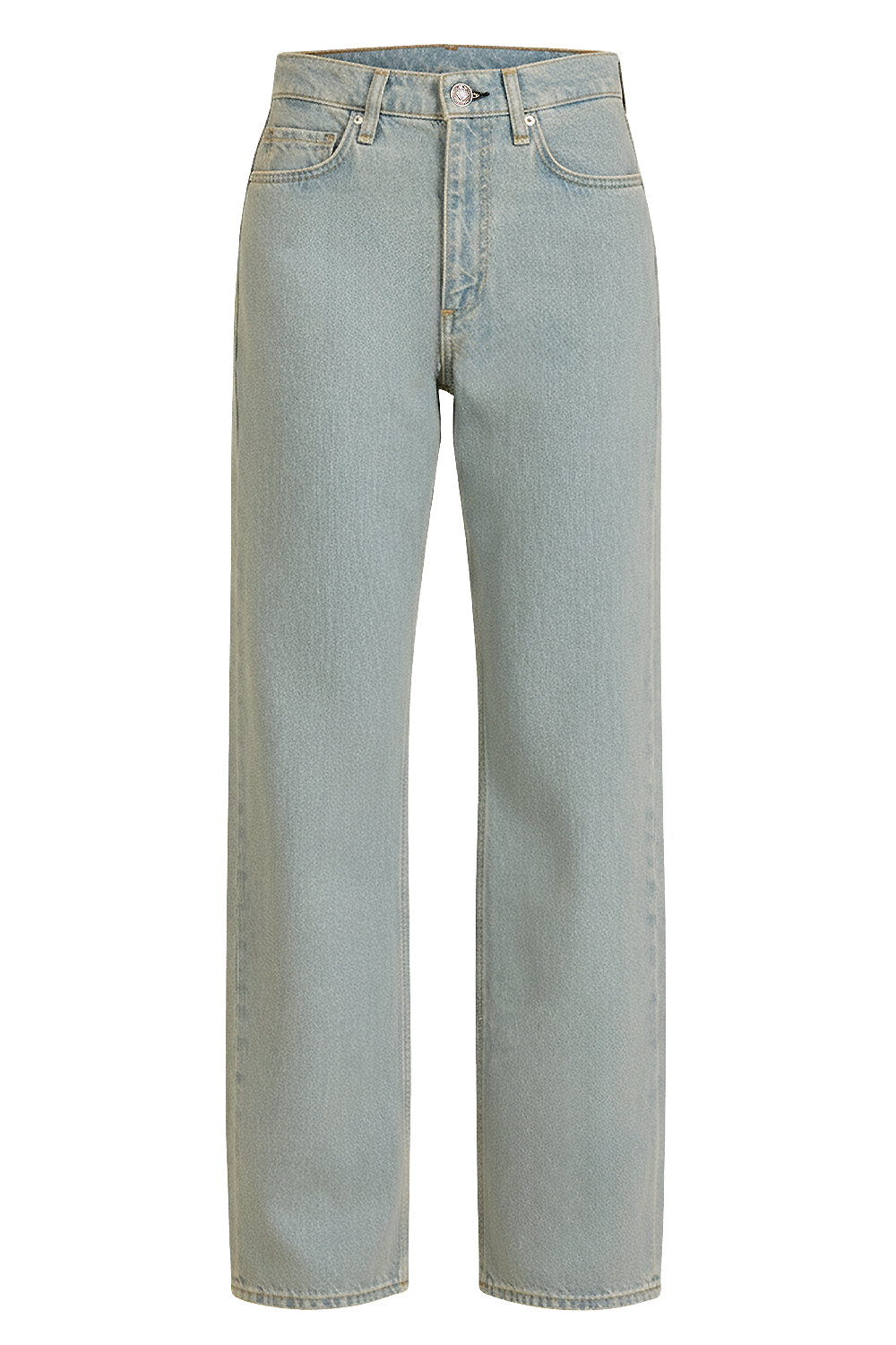 תמונה קידמית של מכנסי ג'ינס בגזרה גבוהה